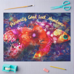 Whimsical Abstract Goldfish Purple Decoupage Tissue Paper