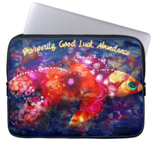 Whimsical Abstract Goldfish Purple Orange Pink Laptop Sleeve