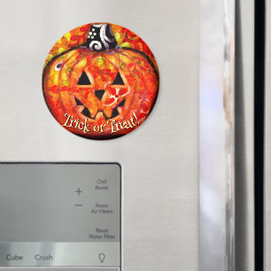 Whimsical Abstract Jack O Lantern Personalised Magnet