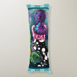 Whimsical Abstract Mermaid Nautical Teal Seashells Body Cushion