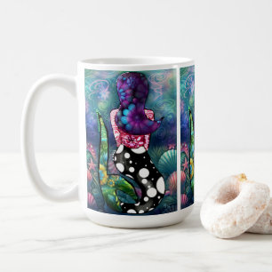 Whimsical Abstract Mermaid Nautical Teal Seashells Coffee Mug