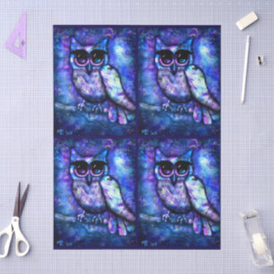 Whimsical Abstract Owl Big-Eyed Decoupage Tissue Paper