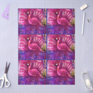 Whimsical Abstract Pink Flamingo Decoupage Tissue Paper