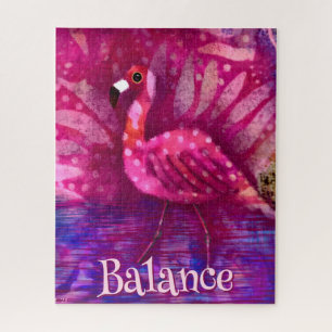 Whimsical Abstract Pink Flamingo Personalised Jigsaw Puzzle