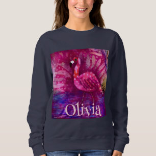 Whimsical Abstract Pink Flamingo Personalised Sweatshirt