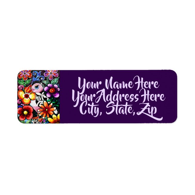 Whimsical Abstract Puffin Return Address Label (Front)