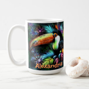 Whimsical Abstract Toucan Bird Personalised Coffee Mug