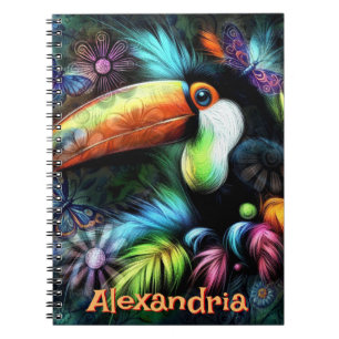 Whimsical Abstract Toucan Bird Personalised Notebook