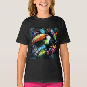 Whimsical Abstract Toucan Bird Toucans Teal Orange T-Shirt