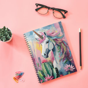 Whimsical Abstract Unicorn and Succulents Notebook