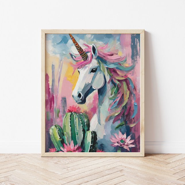 Whimsical Abstract Unicorn and Succulents Poster (Creator Uploaded)