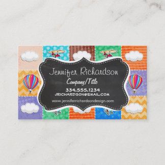 Whimsical Aeroplane, Helicopter, & Hot Air Balloon Business Card
