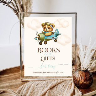 Whimsical Aeroplane Teddy bear Books and Gifts Poster