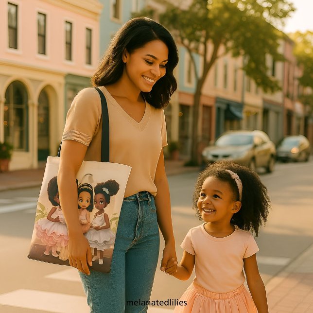 Whimsical African American Girls Tea Party Tote Bag (Creator Uploaded)