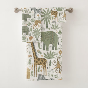 Whimsical African Animals Pattern ID1263 Bath Towel Set