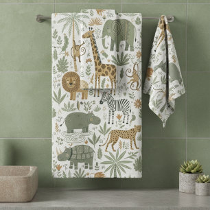 Whimsical African Animals Pattern ID1263 Bath Towel Set