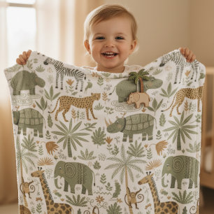 Whimsical African Animals Pattern ID1263 Fleece Blanket