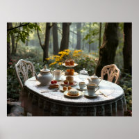 Whimsical Afternoon Tea Setup In Mystical Forest