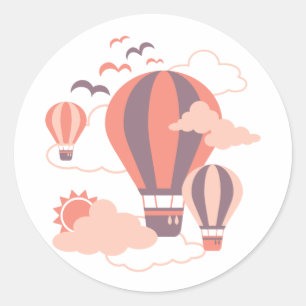 Whimsical Air Balloons in Pastel Skies Classic Round Sticker
