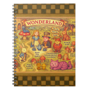 Whimsical Alice Adventures in Wonderland Map Notebook