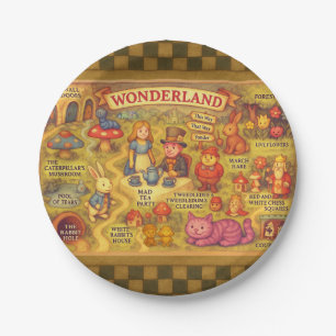Whimsical Alice Adventures in Wonderland Map Paper Plate