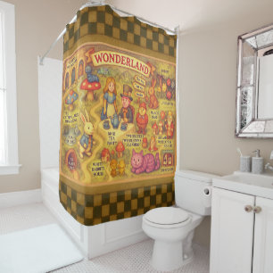 Whimsical Alice Adventures in Wonderland Map Shower Curtain