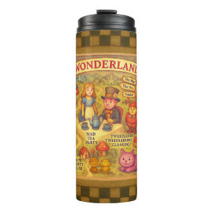 Whimsical Alice Adventures in Wonderland Map Thermal Tumbler
