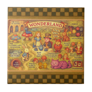 Whimsical Alice Adventures in Wonderland Map Tile