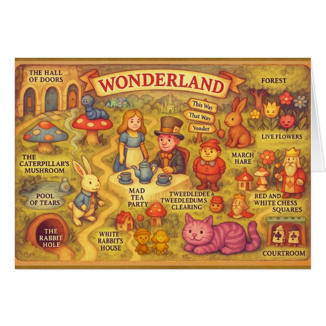 Whimsical Alice in Wonderland Map (Front Horizontal)