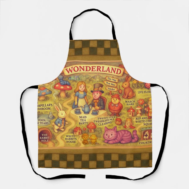 Whimsical Alice in Wonderland Map Apron (Front)