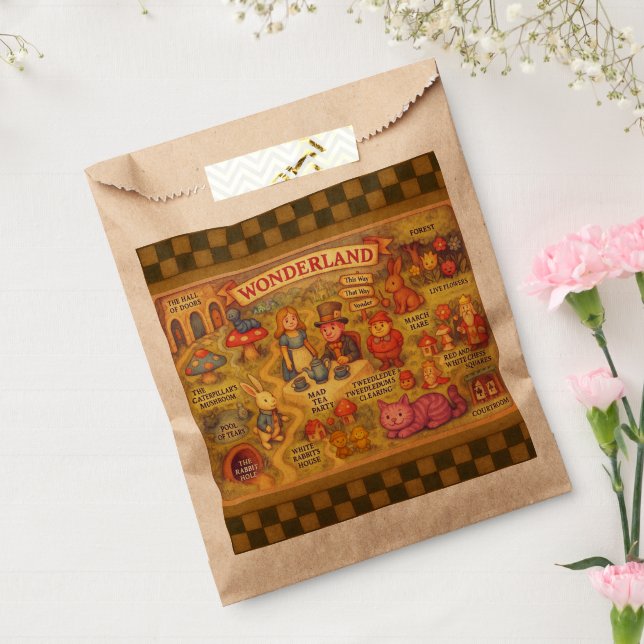 Whimsical Alice in Wonderland Map Favour Bags (Sealed)