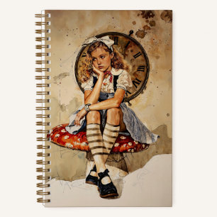 Whimsical Alice in Wonderland Vintage Mushroom Notebook