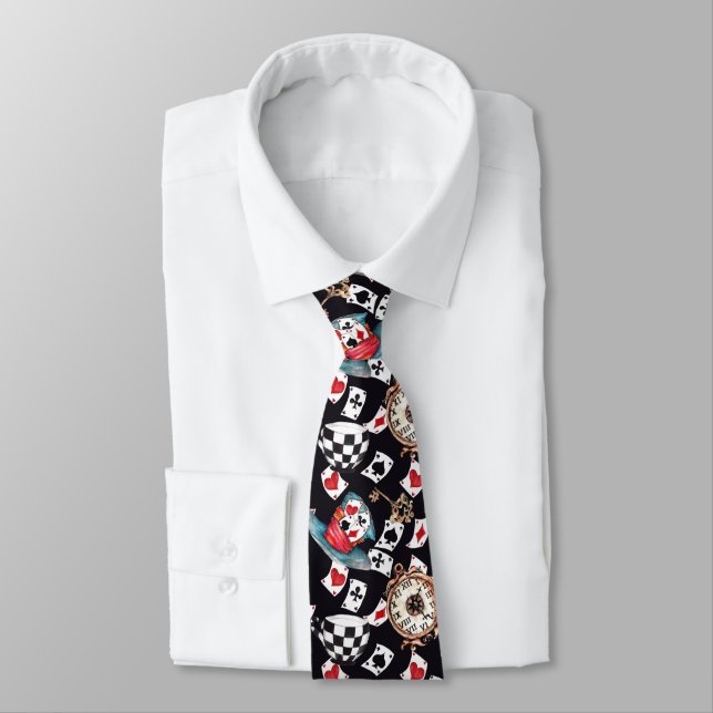 Whimsical Alice & Mad Hatter  Tie (Tied)