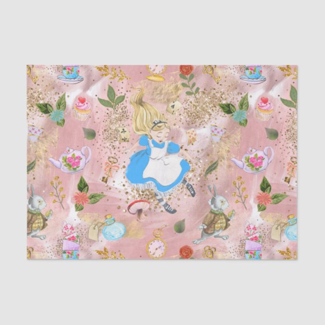 Whimsical Alice's Adventures in Wonderland Fun Tissue Paper (Front)