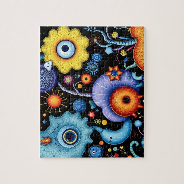 Whimsical Alien Garden- Colourful Cosmic Flora Jigsaw Puzzle (Vertical)