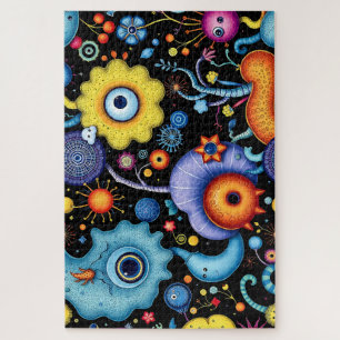 Whimsical Alien Garden- Colourful Cosmic Flora Jigsaw Puzzle