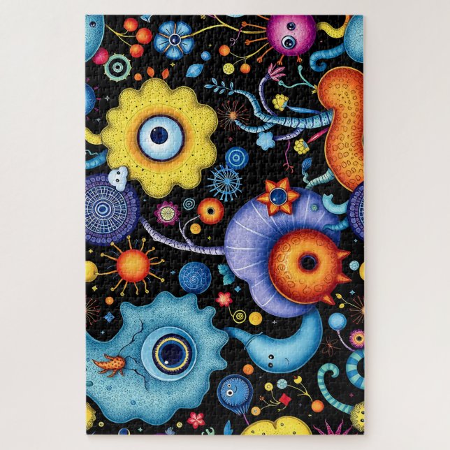 Whimsical Alien Garden- Colourful Cosmic Flora Jigsaw Puzzle (Vertical)
