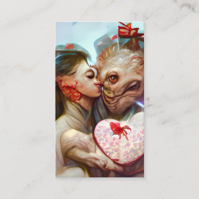 Whimsical Alien Romance Business Card (Front)