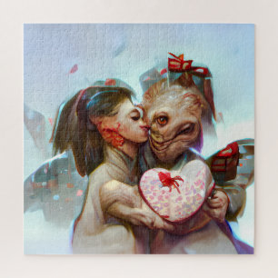 Whimsical Alien Romance Jigsaw Puzzle