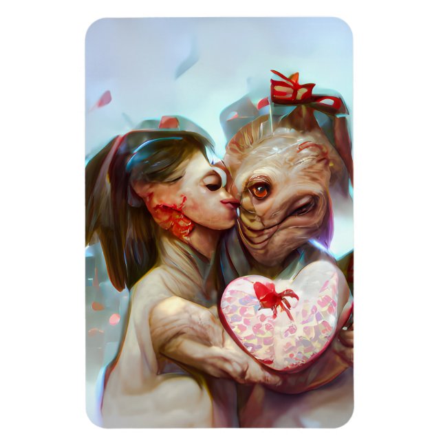 Whimsical Alien Romance Magnet (Vertical)