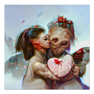 Whimsical Alien Romance Poster