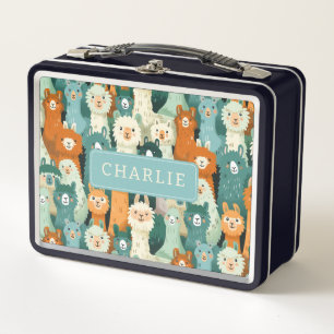 Whimsical Alpacas Metal Lunchbox