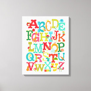 Whimsical Alphabet for Kids Stretched Canvas Art
