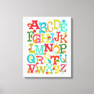 Whimsical Alphabet for Kids Stretched Canvas Art