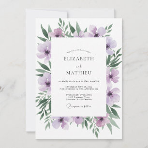 Whimsical Amethyst Wreath Wedding Invitation