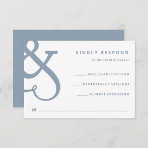 Whimsical Ampersand   Dusty Blue Wedding RSVP Card