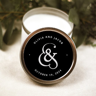 Whimsical Ampersand   Moody Black Wedding Classic Round Sticker