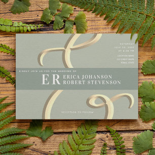 Whimsical Ampersand Sage Green Wedding Invitation