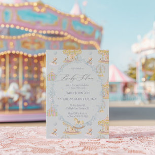 Whimsical Amusement Park Carousel Baby Shower Invitation