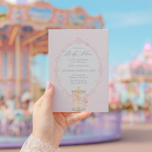 Whimsical Amusement Park Carousel Baby Shower Invitation (Creator Uploaded)
